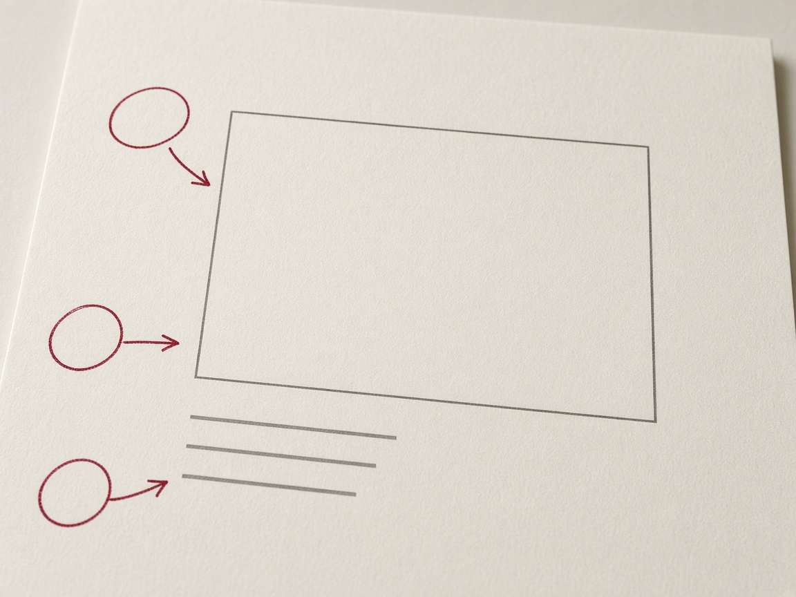 A page layout with red notes in the margin